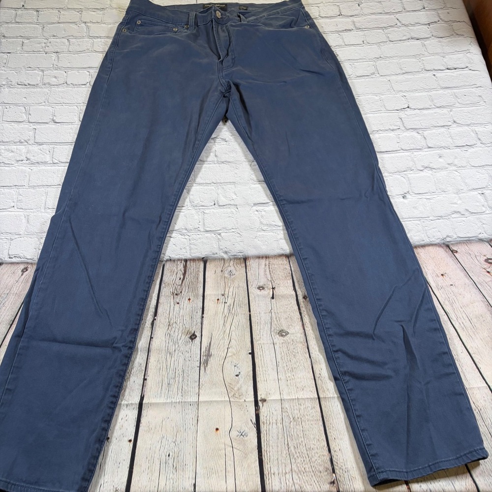 Lucky Brand 121 Slim Straight Pants Mens 33x32 Navy Blue Stretch Chino 5-Pocket